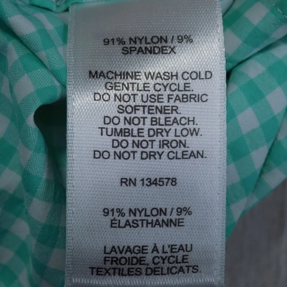 Vineyard Vines Performance Gingham Button Down Shirt Boys XL 18 Green White